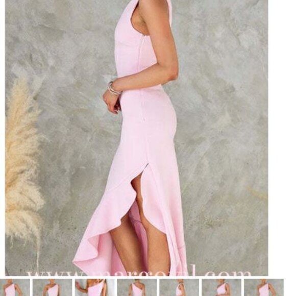 One Shoulder Irregular Ruffle Hem Bodycon Maxi Dress Small NWT - Picture 2 of 4